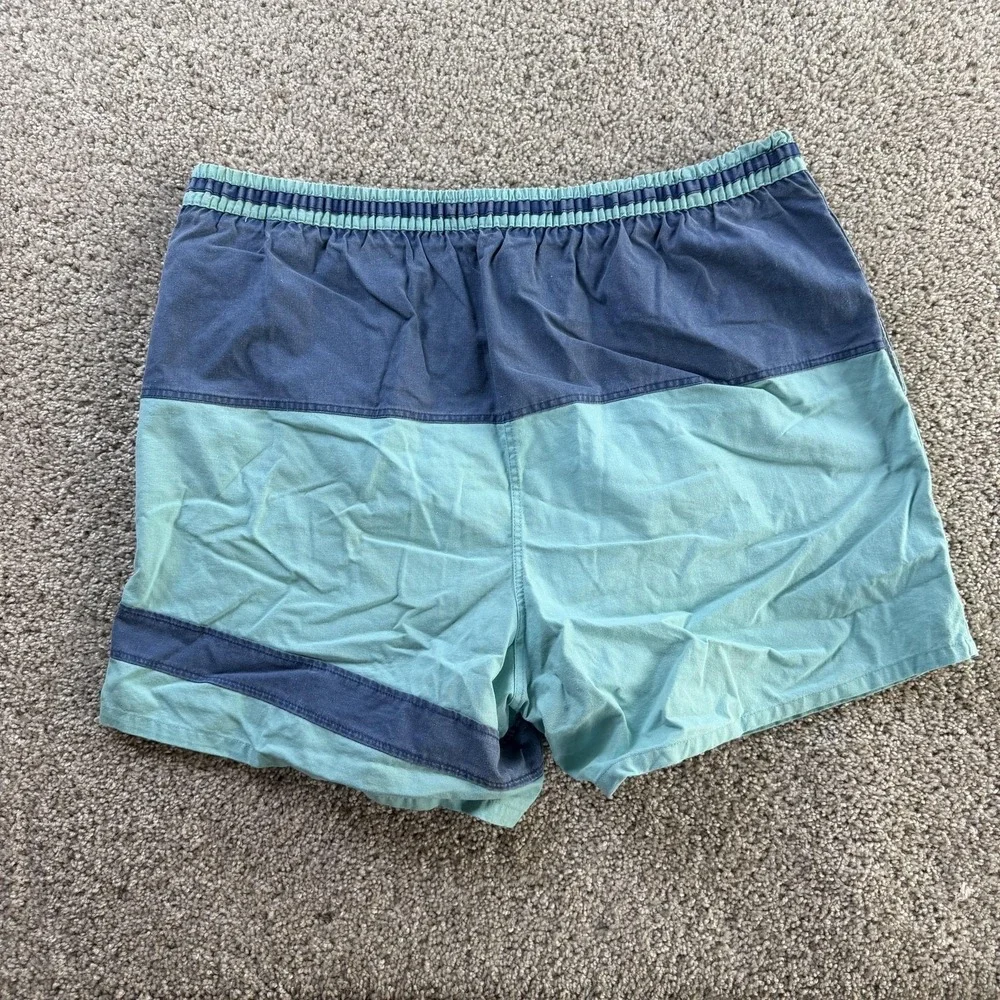 Vintage Colorblock Swim Shorts Mens XL Blue Mesh Lined Elastic Waist Trunks